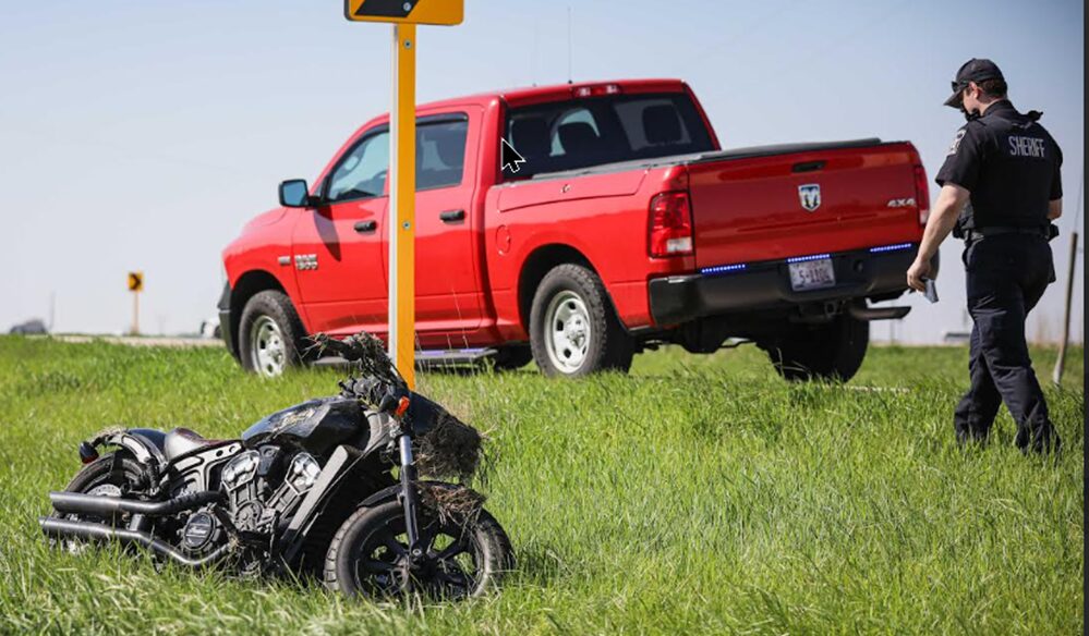 Harmony motorcycl in ditch