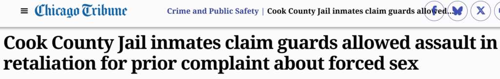Rape in prisonCoo Co Trib headline 5-1-25