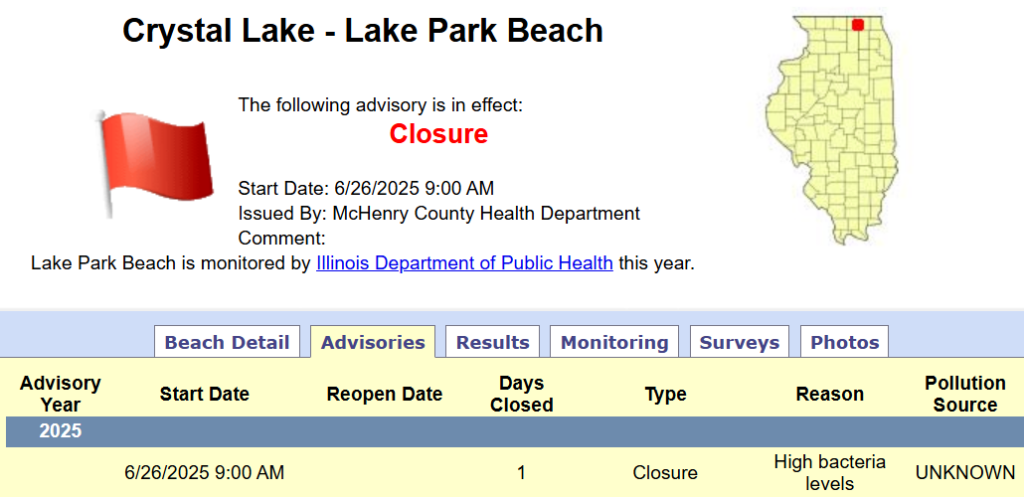 Maoin Beach closed 6-26-25 notice