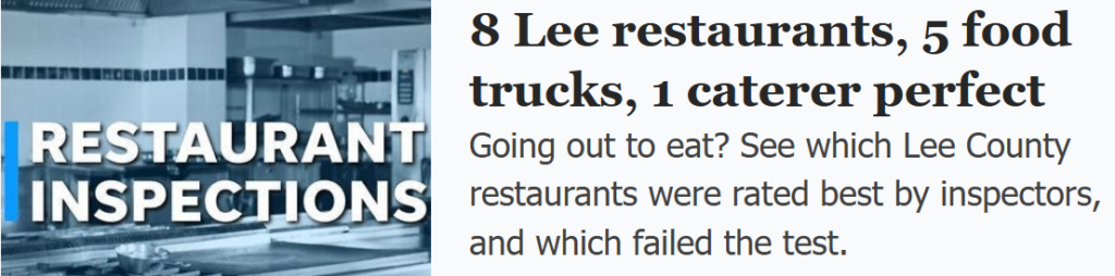 Restaurant inspections Lee Co 6-26-25