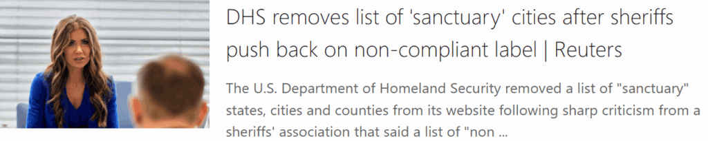Sanctuary city list removed 6-1-25