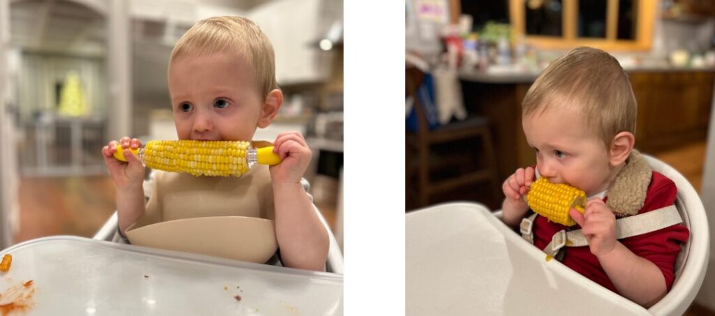 Kids eating corn on the cob