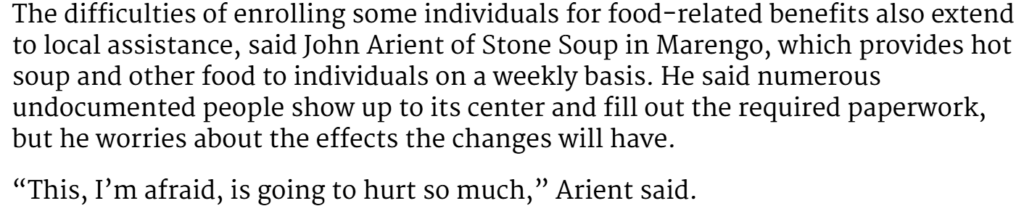 Marengo Methodist Church food distribution Trib quote 7-13-25