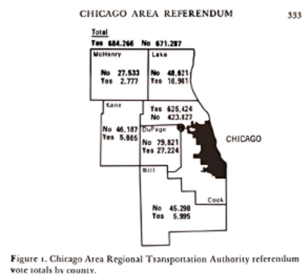 RTA vote show by county on map