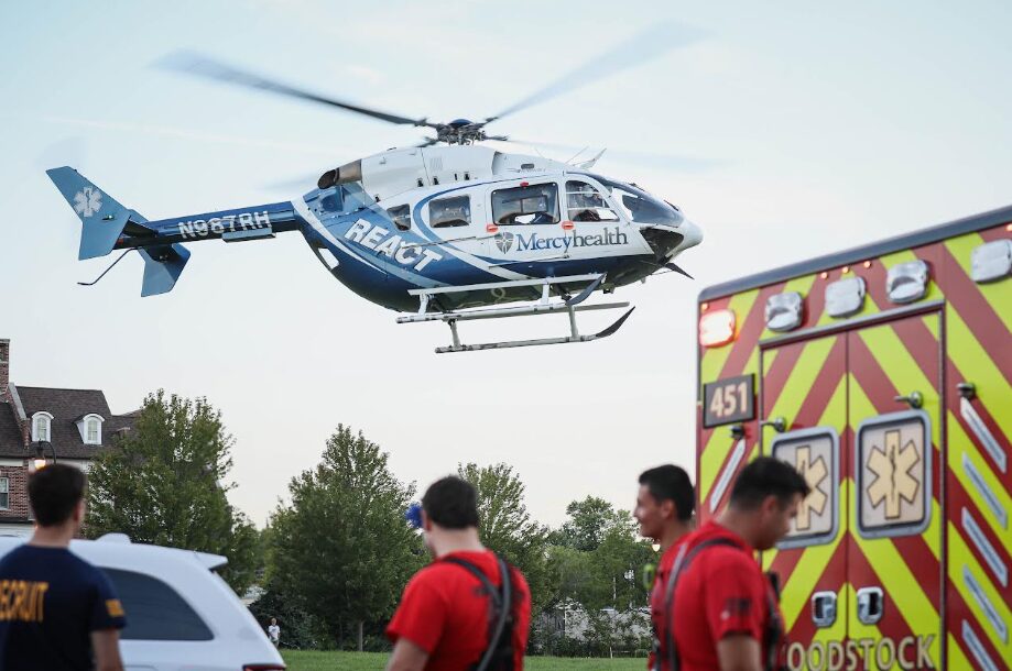 100 block of 1st Street in Woodstock Helicopter