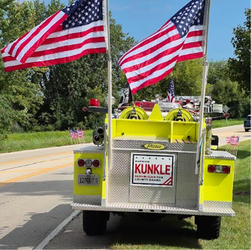 LITH Parade Kunkle fire truck from back