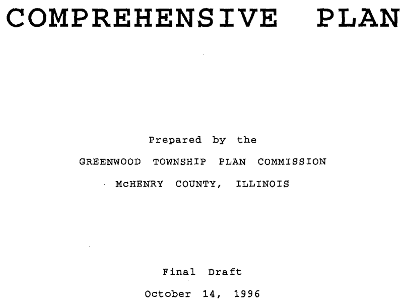 Greenwood Township Comprehensive Plan 1996 cover page