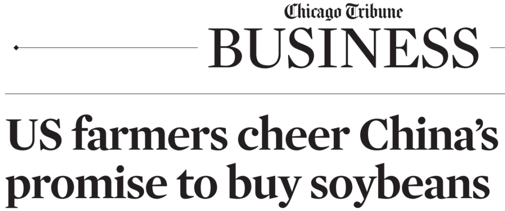Soy bean Tribune headline 11-1-25