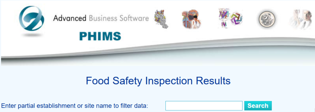 Health Dept food establishment inspection reports by name
