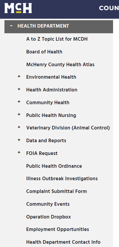 Healthm Dept buttons