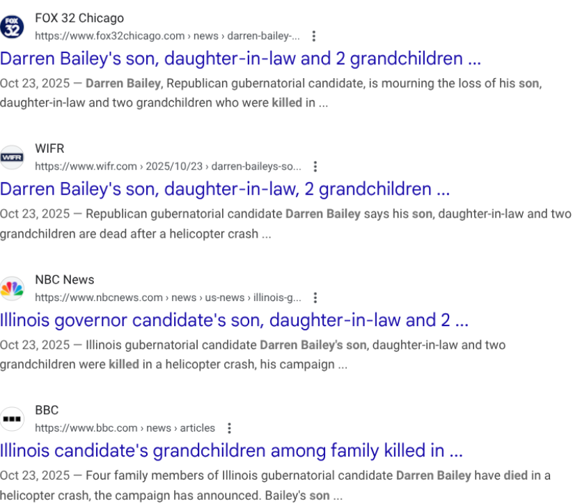 Bailey helicoptor death links