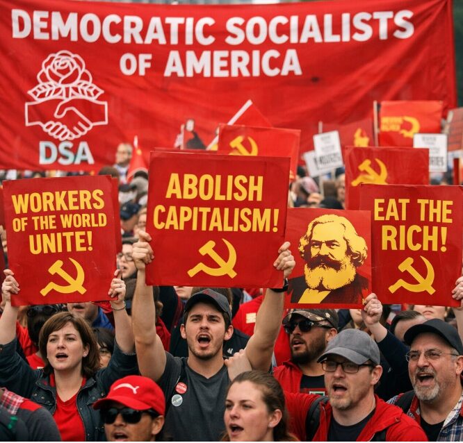 Democratic Socialists of America banner with beliefs 2nd snagit